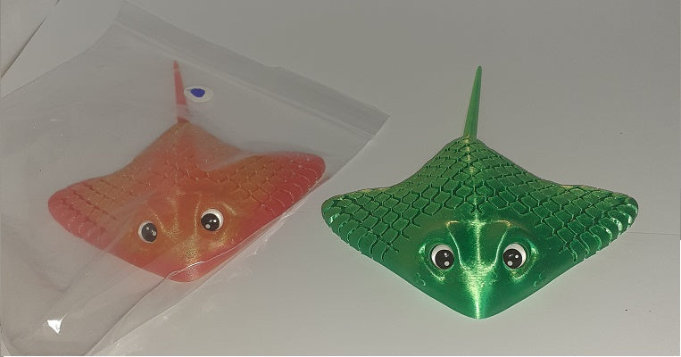 pair of Articulated Manta-ray, 3D Printed Sensory Fidget, Multi Colour No 5