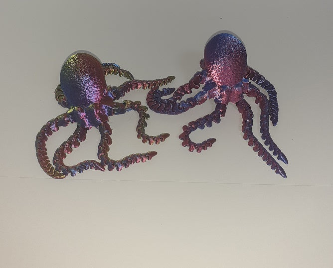 pair of Articulated Crystal octopus, 3D Printed Sensory Fidget, Multi Colour No 2
