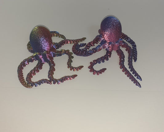 pair of Articulated Crystal octopus, 3D Printed Sensory Fidget, Multi Colour No 2